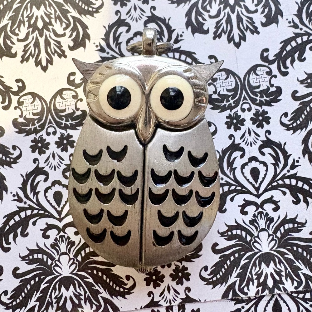 Silver Owl clock pendant charm